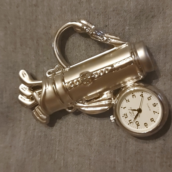 Stainless Steel Minature Golf Clubs Bag with clock - Picture 1 of 7